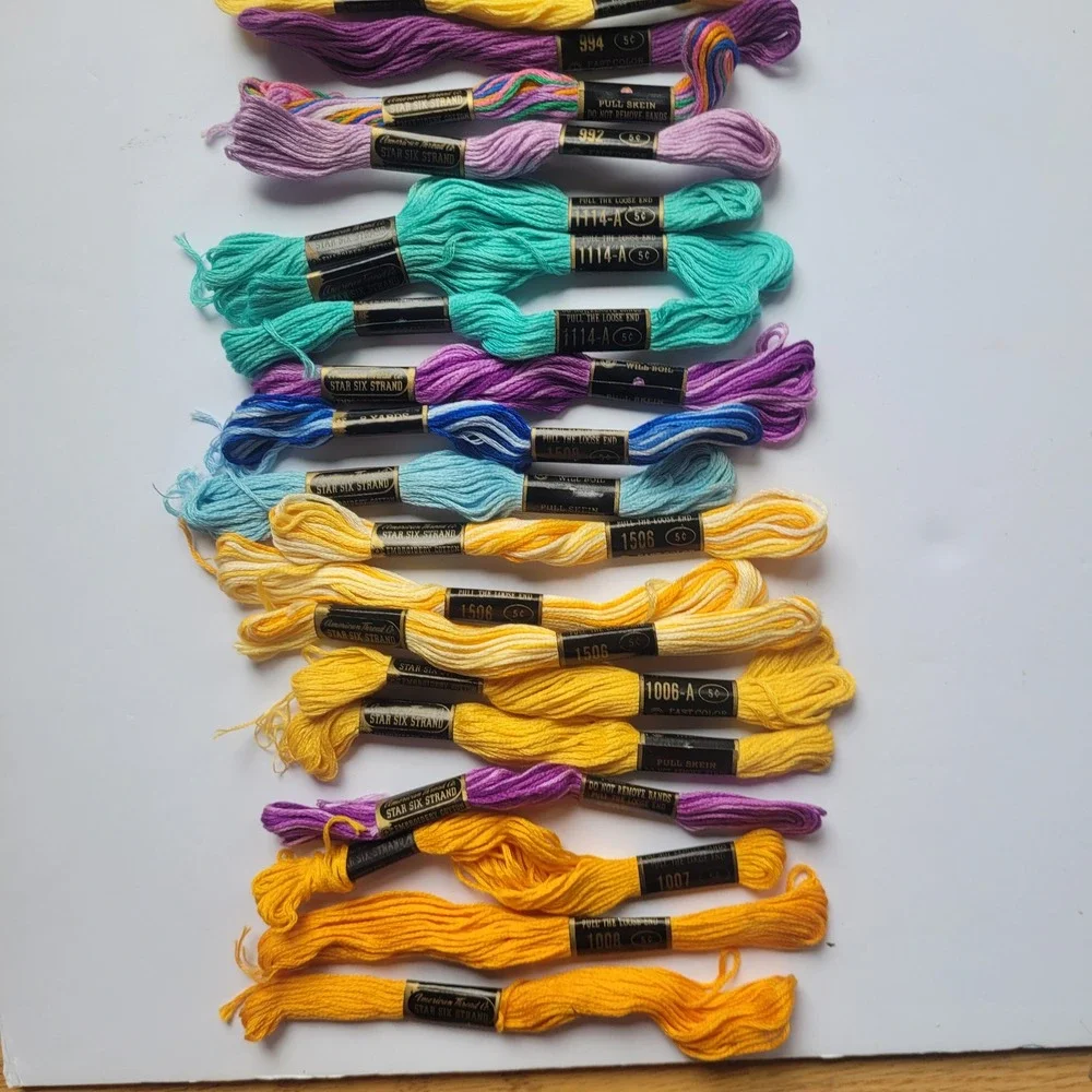 Vintage Embroidery Floss Lot JP Coats American Thread Co Star Six Strand